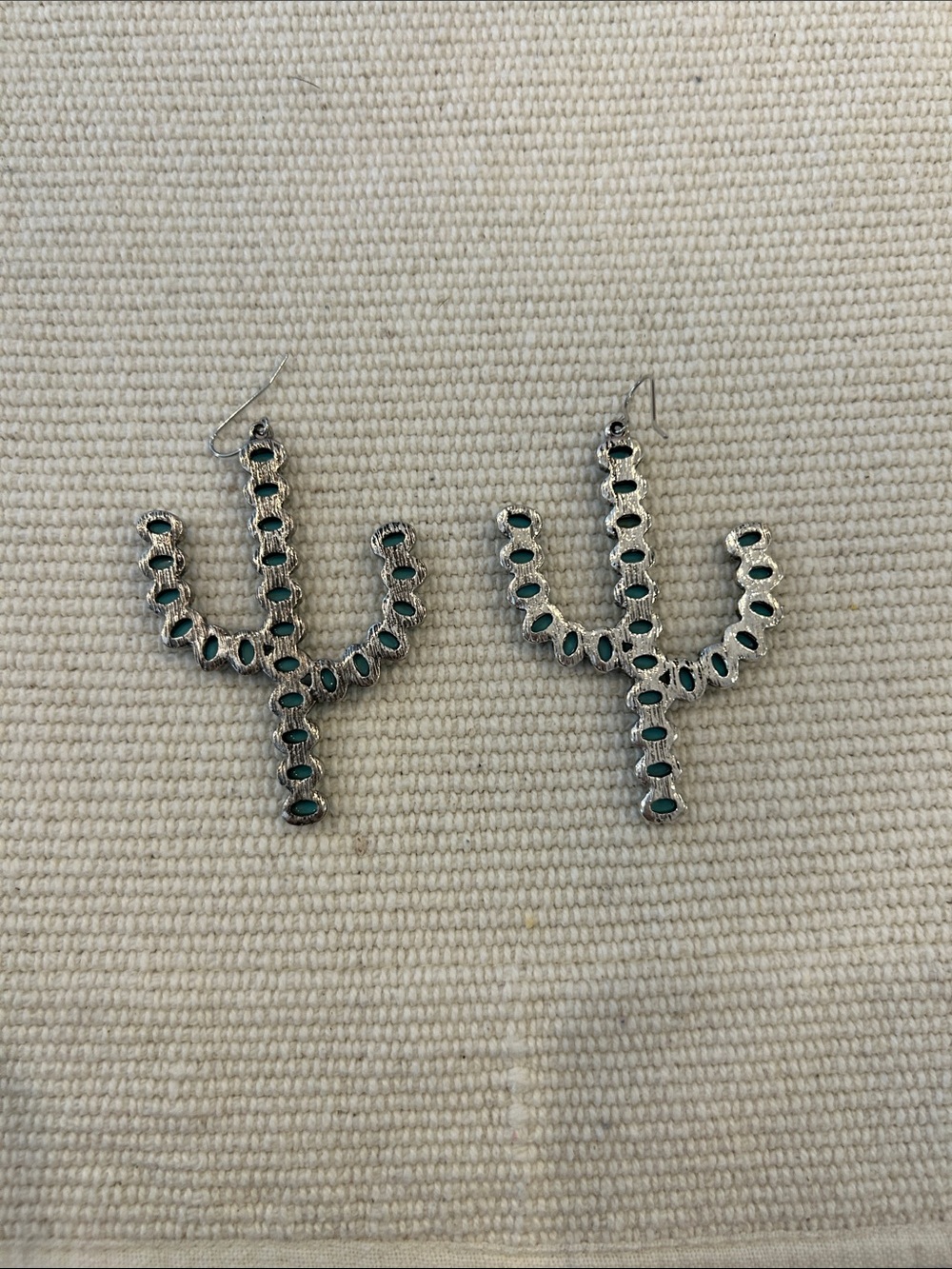 Turquoise Cactus Dangle Earrings - Picture 3 of 5